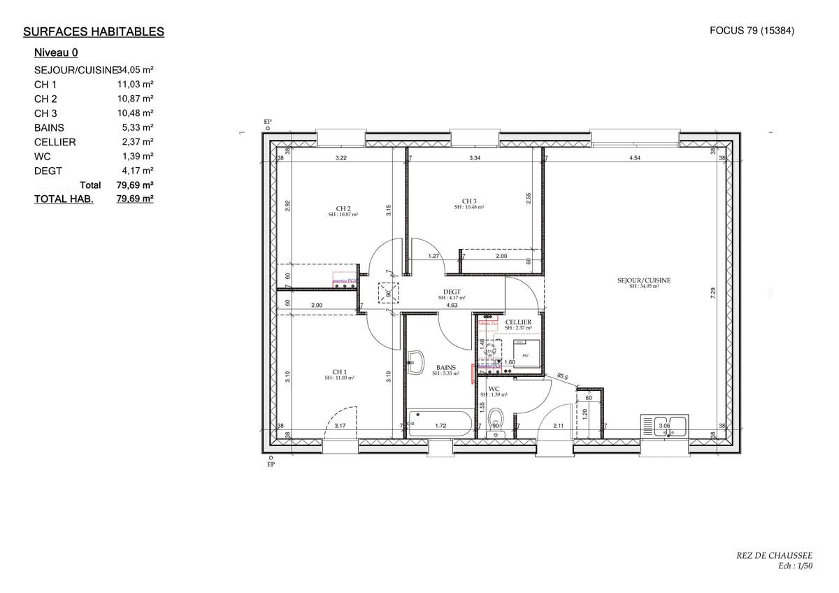 Plan Rez-de-chaussée Gautier Cosy City