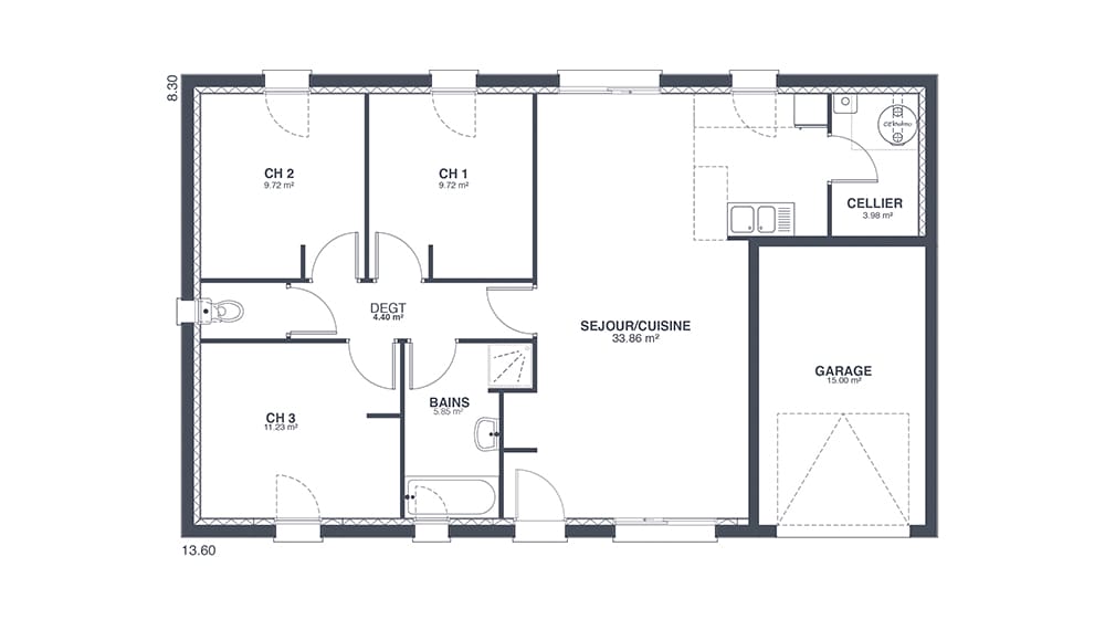 Plan Rez-de-chaussée Gautier Cosy
